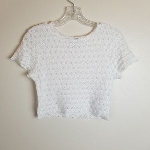 TOPSHOP - white lace stretch solid crop top sz 6